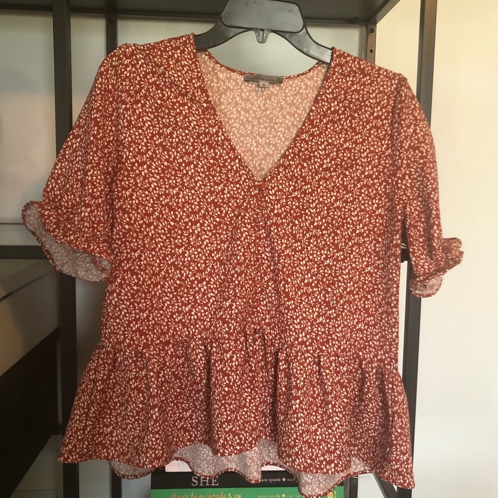 ❤️RED DITSY FLORAL PEPLUM TOP❤️